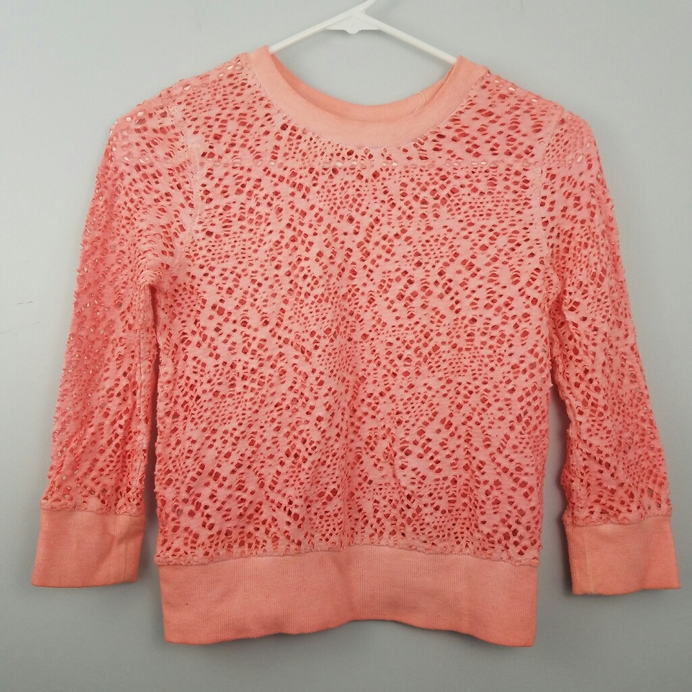 We the free open knit top coral pink size xs